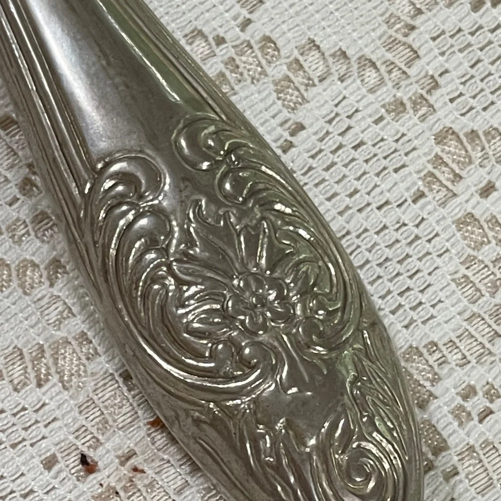 Vintage Victorian Vanity Mirror Silver Tone Handheld Mirror Art Deco